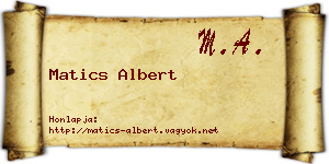 Matics Albert névjegykártya