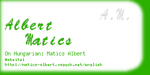 albert matics business card